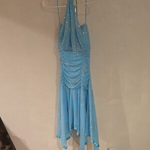 Taboo Light Blue Sequin Halter Dress